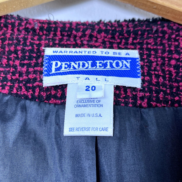 Women's Vintage Black and Red Wool Blend Pendleton Blazer 20 - Picture 2 of 6